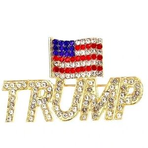 TRUMP Patriotic American Flag Pin Brooch with Rhinestones - MAGA